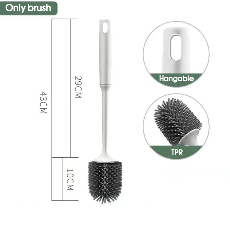 IZEFS TPR Silicone Toilet Brush Home  Cleaning Brush WC Cleaning Tool Wall-mount Toilet Brush Bathroom