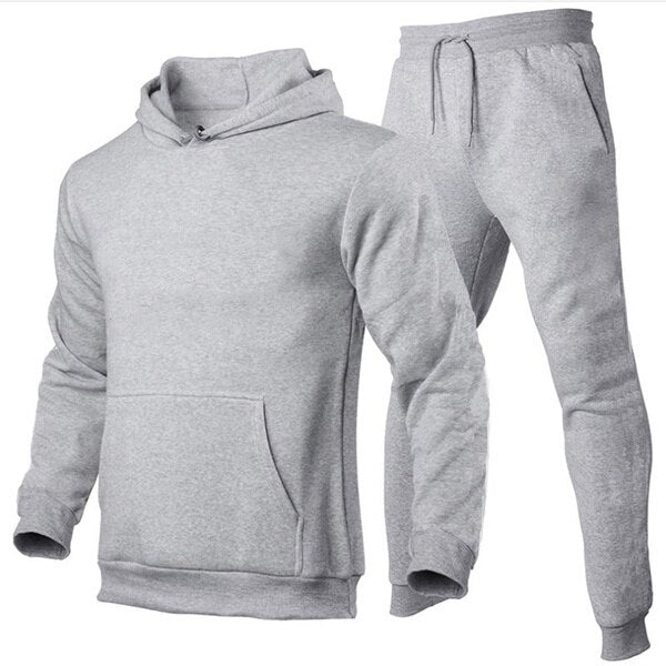 Solid Fleece Tracksuits Hoodies+Pants Sets Pullovers Jackets