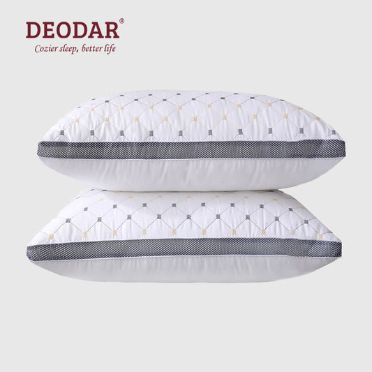 Deodar Premium Hotel Quilted Embroidered Sleeping Neck Pillow Soft and Comfortable Home Single Pillow Core for Bedroom 48*74CM