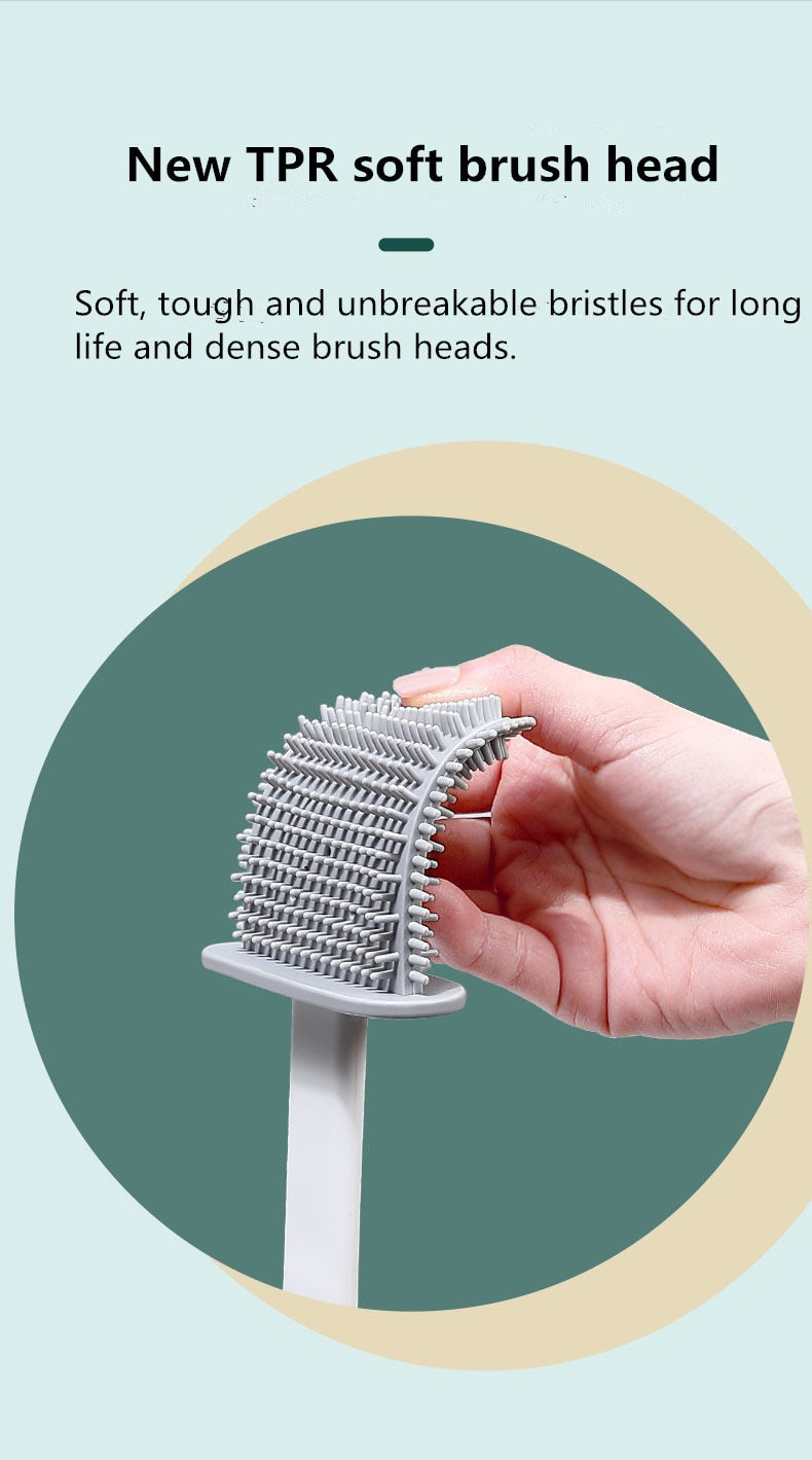 Toilet Brush Silicone Free Wall Mounted Multi-functional Three Piece Cleaning Tools with Bracket