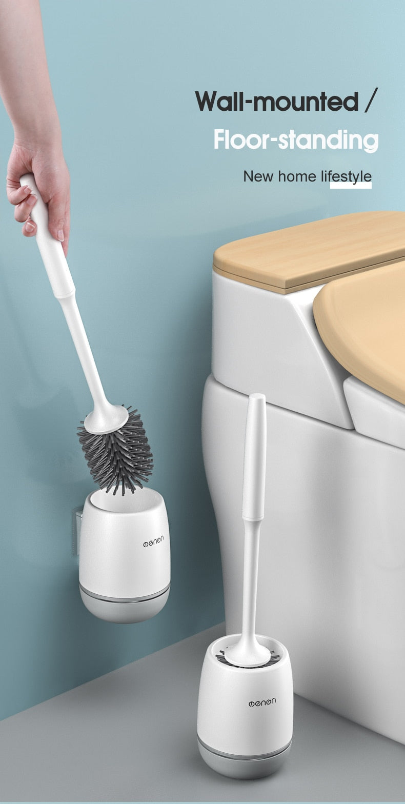 Silicone Toilet Brush Restroom Wall-Mounted Or Floor-Standing Cleaning Brush Home WC Clean Tool Bathroom Accessories