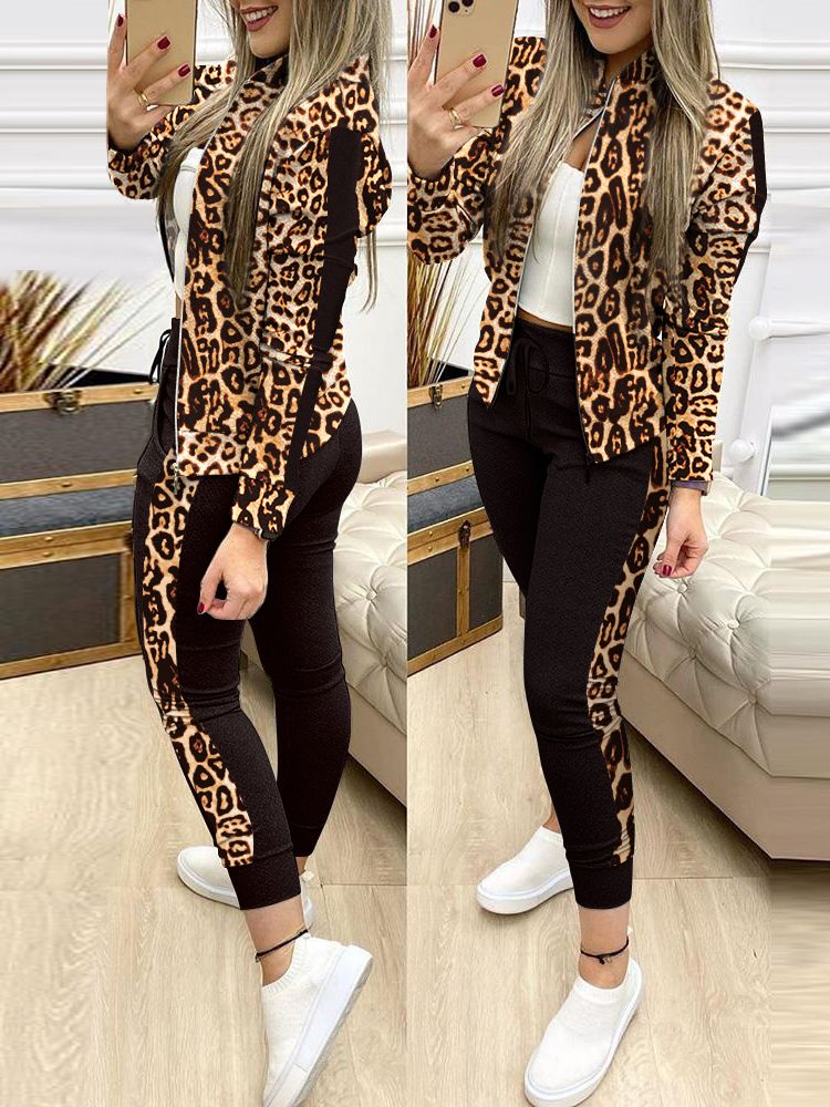 Women Two Piece Set Outfits Autumn Women's Tracksuit Zipper