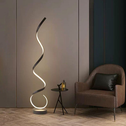 Modern LED Strip Floor Lamp Minimalist Bedroom Bedside Black White Floating Light Living Room Sofa Study Reading Lights Fixtures