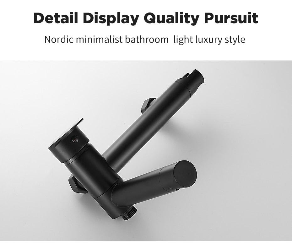 Bathtub Faucets Modern Black Bath Shower Set Unique Design of Rotating nozzle Mixer Tap Wall Mounted For Bathroom