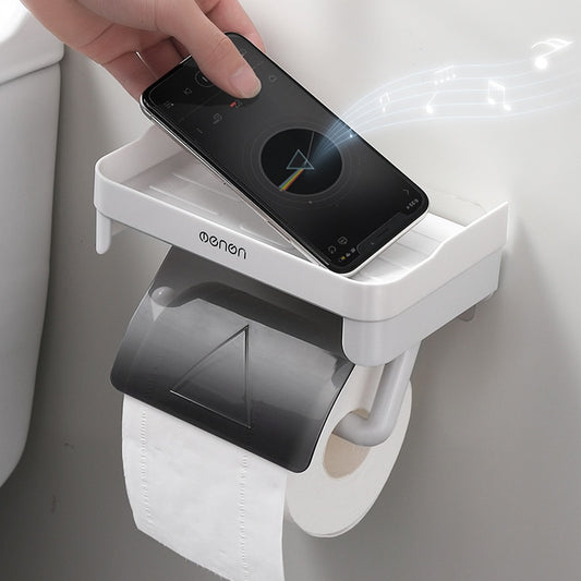 Wall Mount Toilet Paper Holder Waterproof Mobile Phone Storage Shelf Toilet Paper Storage Rack Tissue Box Bathroom Accessories