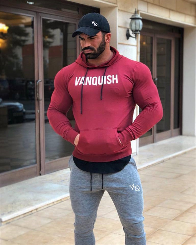 Men Cotton Pullover Hoodie Sweatpants Two Piece Jogger Gym Running Training Sportswear Men Clothing