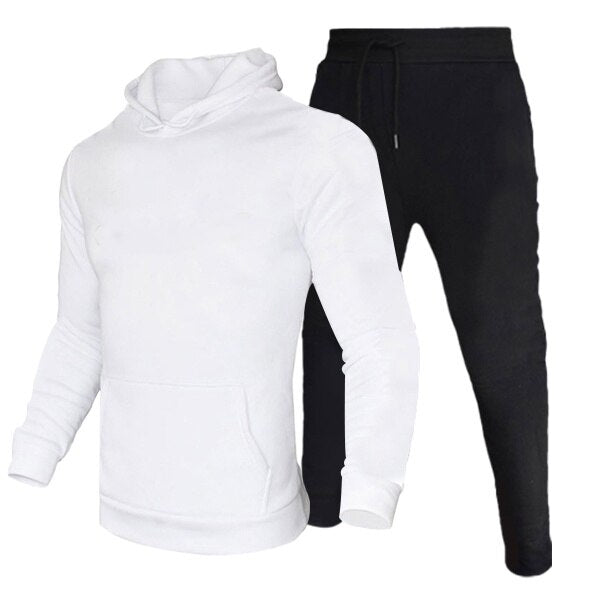 Solid Fleece Tracksuits Hoodies+Pants Sets Pullovers Jackets