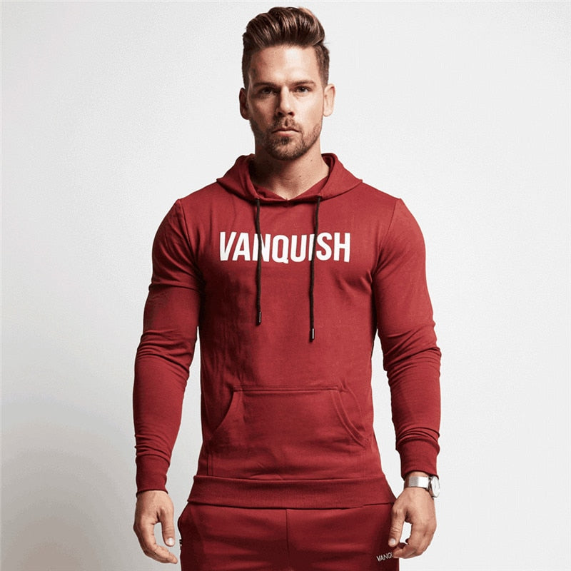 Mans Katoen Pullover Hoodie Sweatbroek Twee stuk Jogger Gym Hardloop Training Sportklere Mansklere