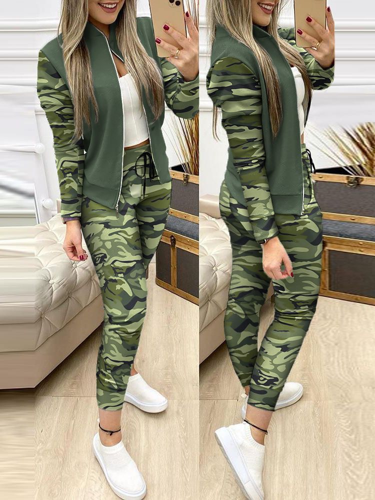 Women Two Piece Set Outfits Autumn Women's Tracksuit Zipper