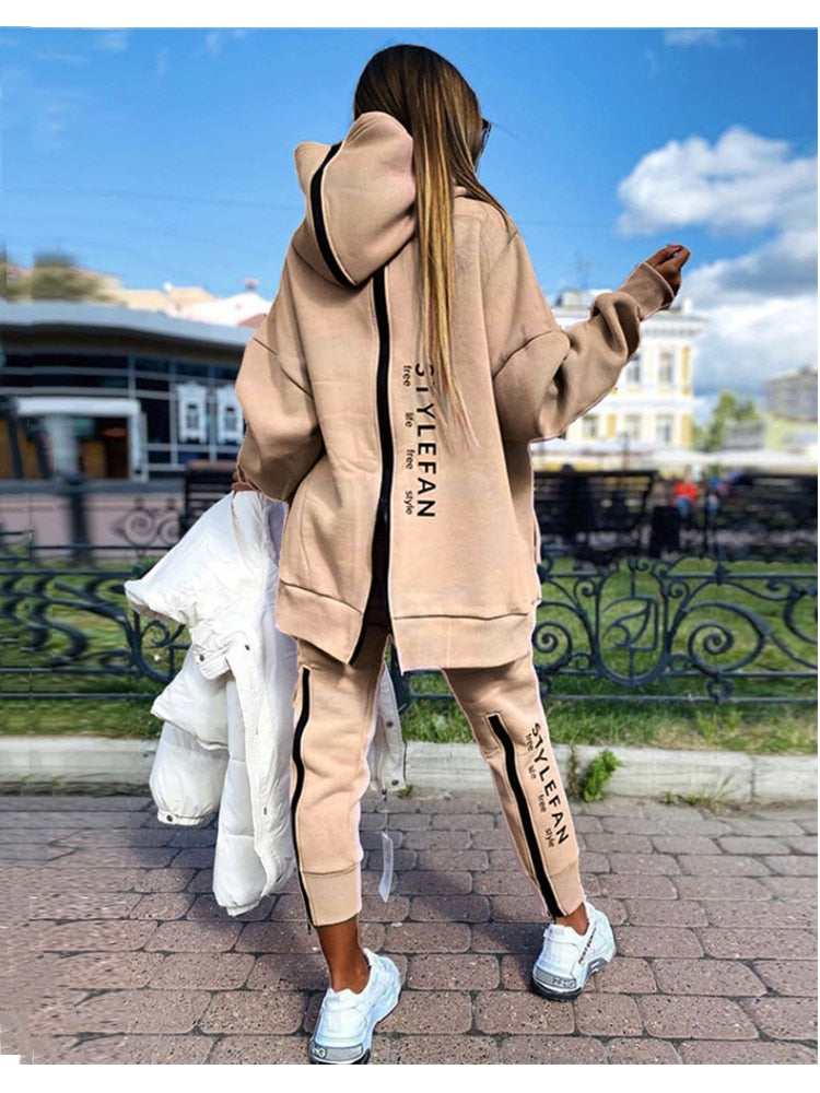 Women Sweatshirts 2 Piece Sets Tracksuit Over sized  Autumn Female Korea Trouser Pullover Pants Suits Female