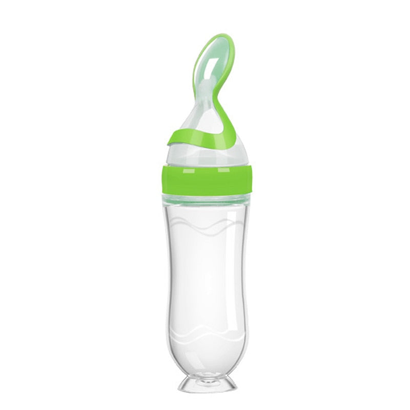 Squeezing Feeding Bottle Silicone Newborn Baby Training Rice Spoon Infant Cereal Food Supplement Feeder