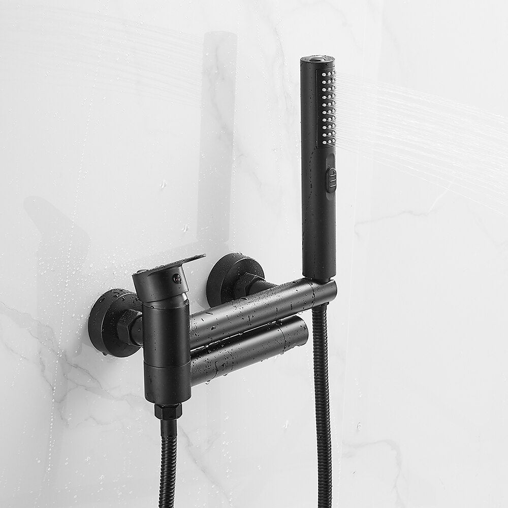 Bathtub Faucets Modern Black Bath Shower Set Unique Design of Rotating nozzle Mixer Tap Wall Mounted For Bathroom