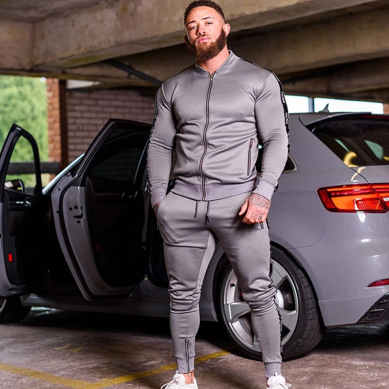 Mens  Tracksuit 2 Pcs Sets 2023 Fashion Sports Suits Men Running Set Zipper Jakcets Pants Sportswear  Streetwear