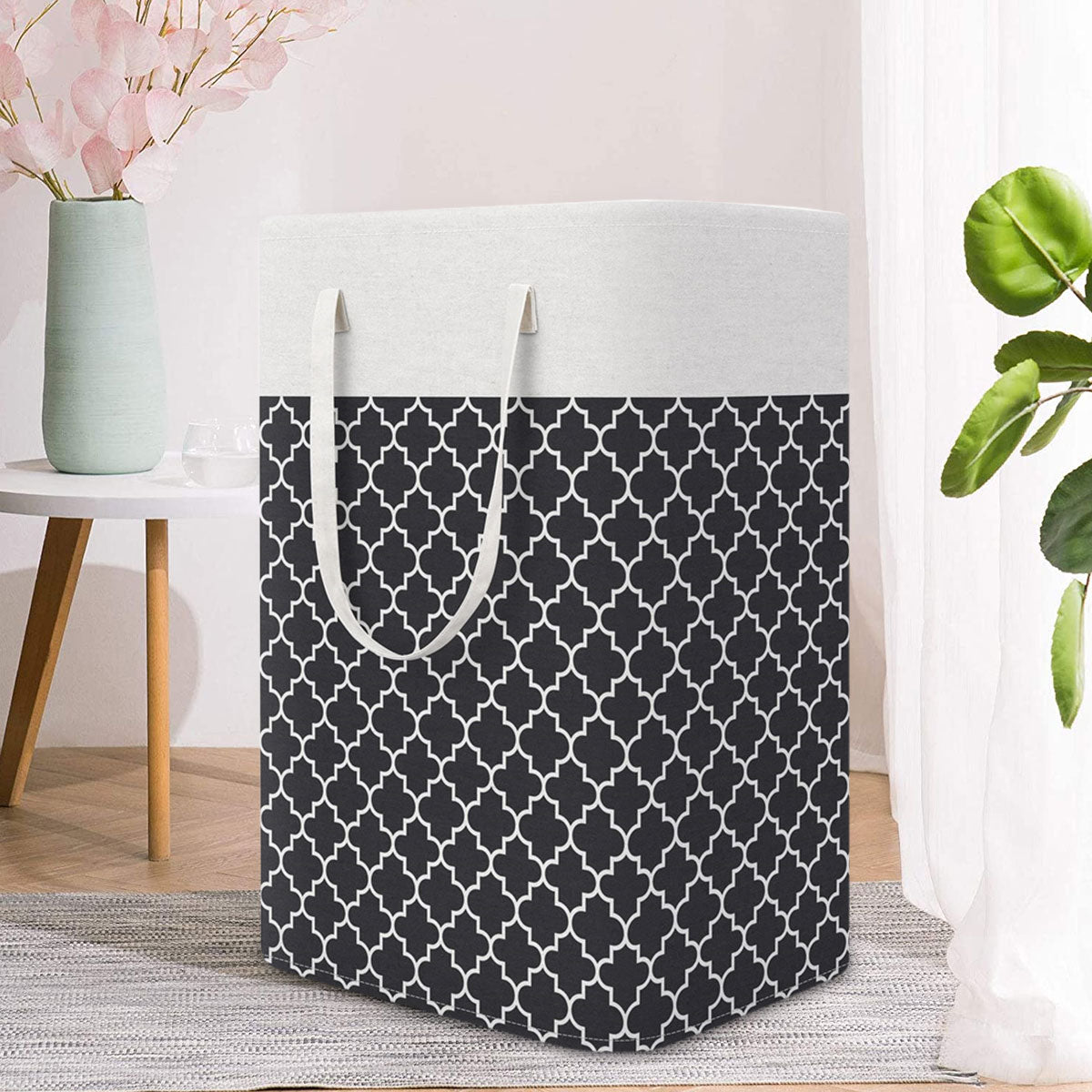 75/82L Large Capacity Laundry Basket Collapsible Laundry Storage Basket Waterproof Cotton Linen Laundry Hamper with Handles