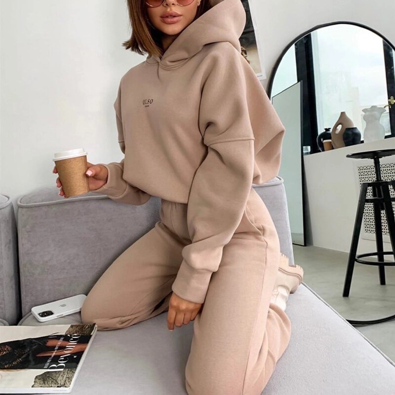 Women Tracksuit Sports Women Two Piece Set 2022 Leisure Solid Long Sleeve