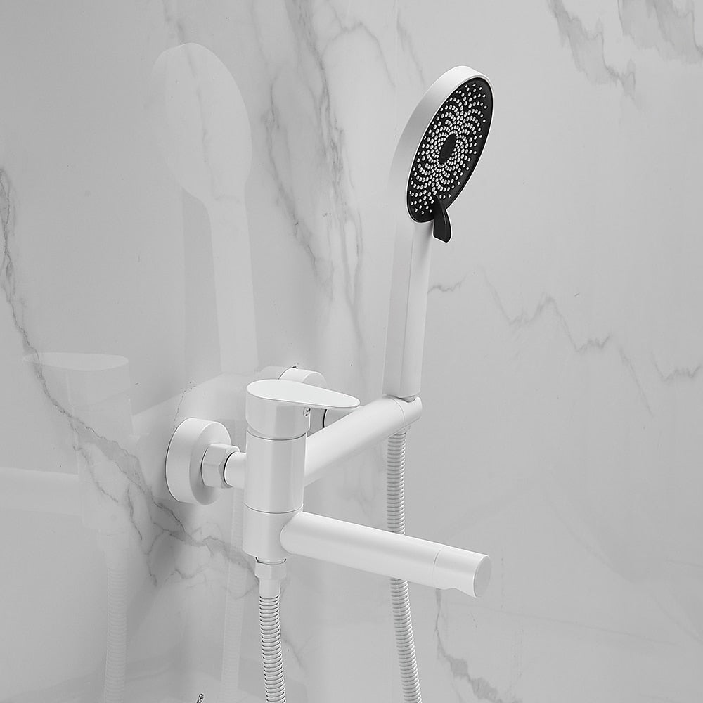 Bathtub Faucets Modern Black Bath Shower Set Unique Design of Rotating nozzle Mixer Tap Wall Mounted For Bathroom