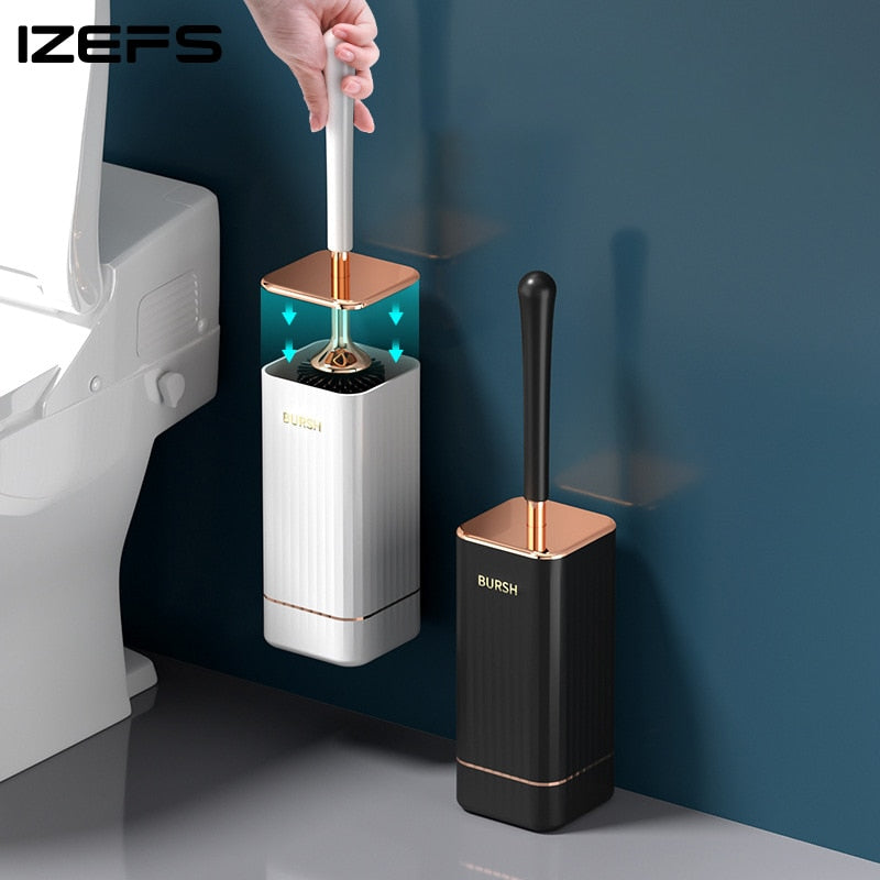 IZEFS TPR Silicone Toilet Brush Home  Cleaning Brush WC Cleaning Tool Wall-mount Toilet Brush Bathroom