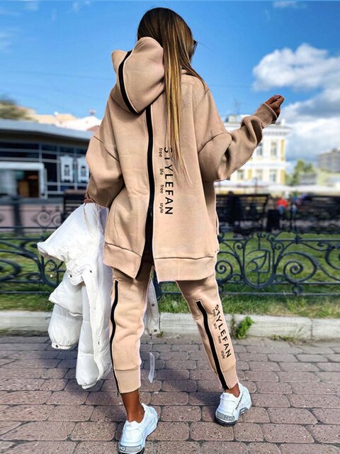 Women Sweatshirts 2 Piece Sets Tracksuit Over sized  Autumn Female Korea Trouser Pullover Pants Suits Female