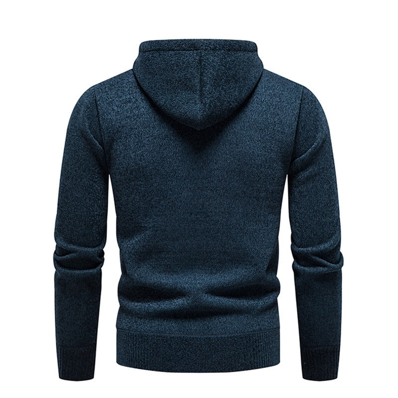 Casual Knitted Pullovers Hooded Streetwear Solid Sports Sweatshirts