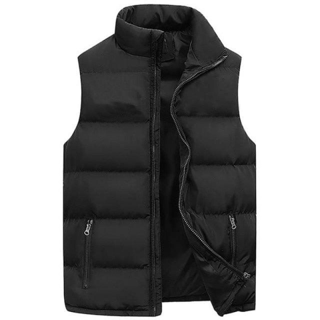 Vest Jacket Warm Sleeveless Jackets Winter Waterproof Zipper Coat Autumn Stand-up Collar Casual