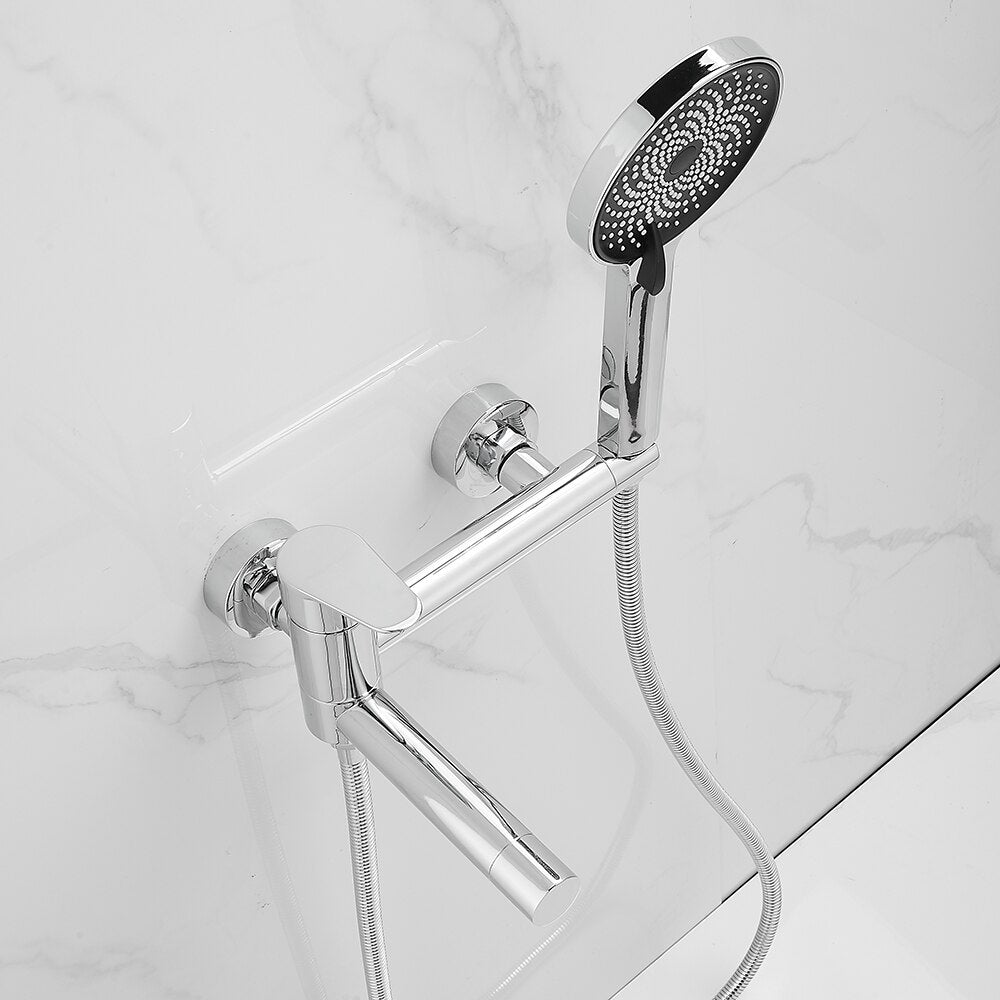 Bathtub Faucets Modern Black Bath Shower Set Unique Design of Rotating nozzle Mixer Tap Wall Mounted For Bathroom