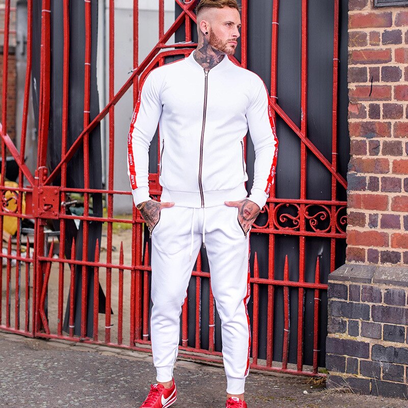 Mens  Tracksuit 2 Pcs Sets 2023 Fashion Sports Suits Men Running Set Zipper Jakcets Pants Sportswear  Streetwear