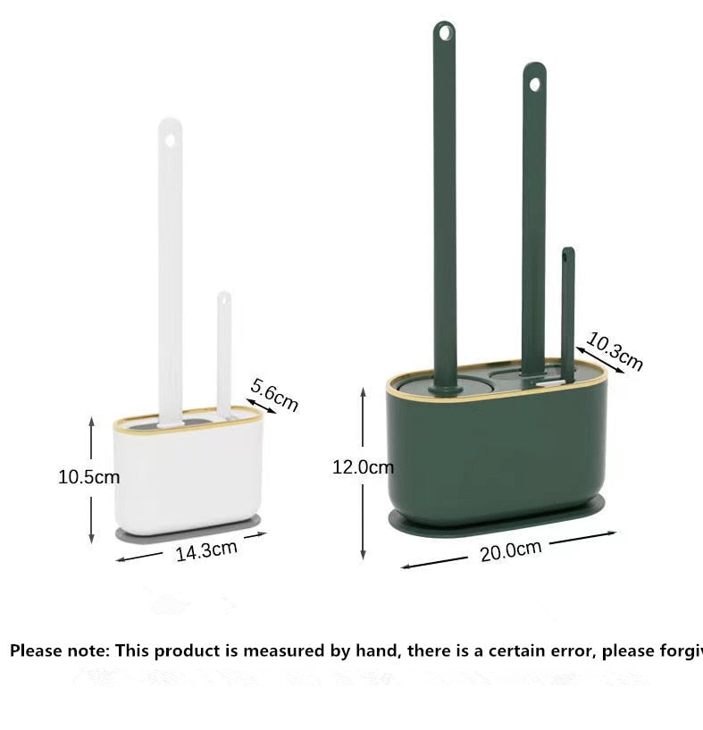 Toiletborsel silikoonvrye muurgemonteerde multifunksionele driedelige skoonmaakgereedskap met beugel