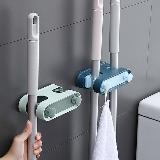 Wall Mounted Mop Organizer Holder Brush Broom Hanger Home Storage Rack Bathroom Suction Hanging Pipe Hooks Kitchen Shelf