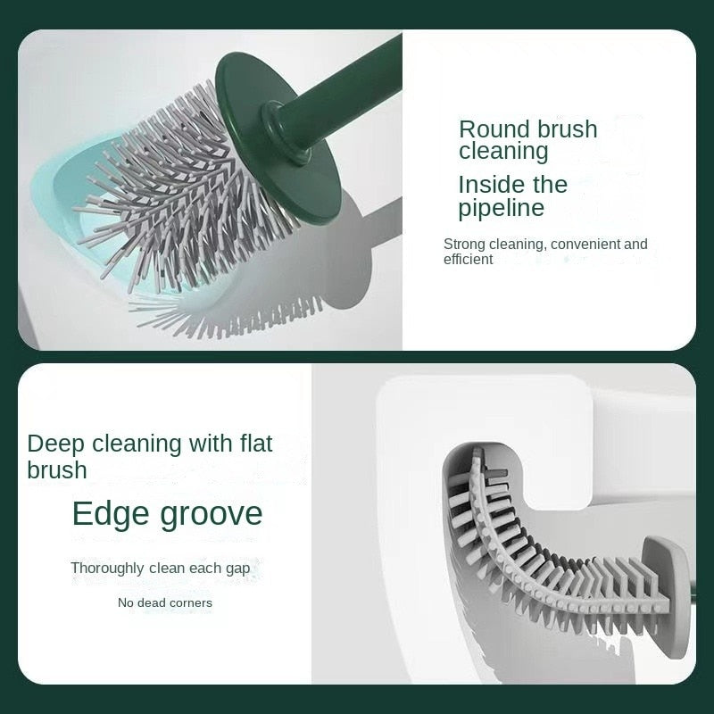 Toilet Brush Silicone Free Wall Mounted Multi-functional Three Piece Cleaning Tools with Bracket