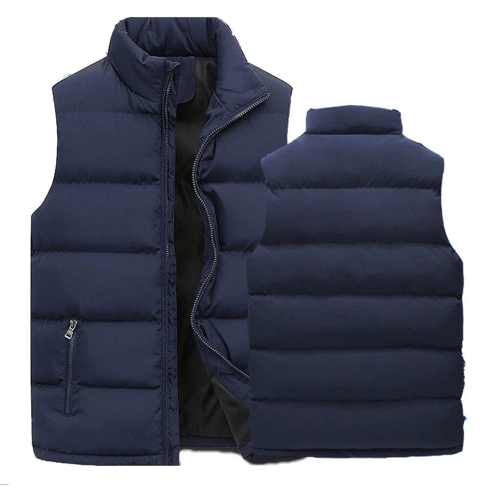 Vest Jacket Warm Sleeveless Jackets Winter Waterproof Zipper Coat Autumn Stand-up Collar Casual