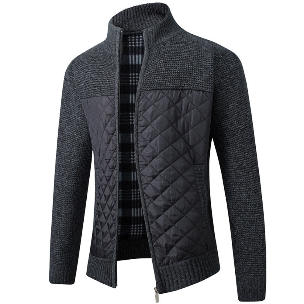 Stand Collar Zipper Jacket Men Solid Thick Warm Jacket Men Sweater