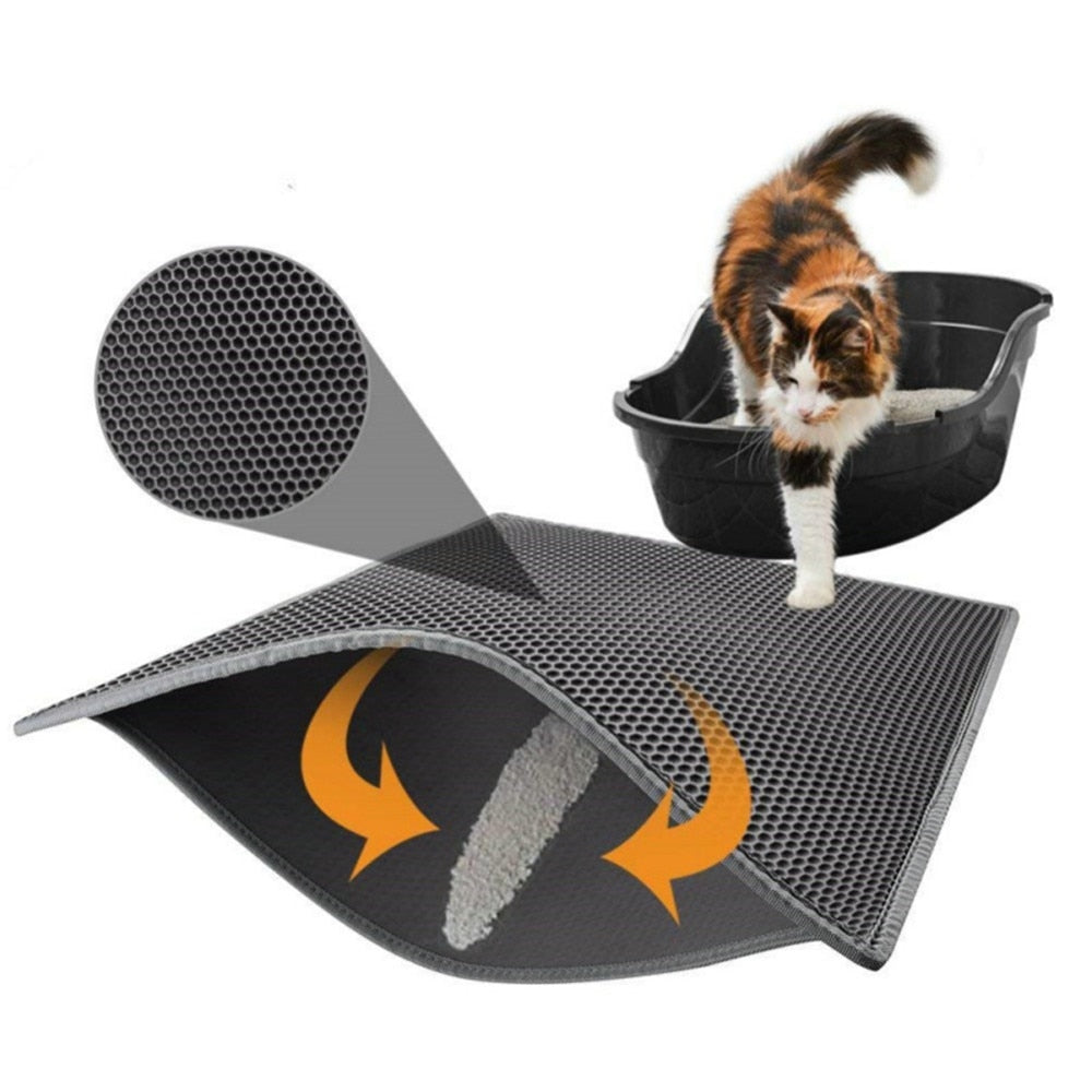 Pet Cat Litter Mat Waterproof EVA Double Layer Cat Litter Trapping Pet Litter Box