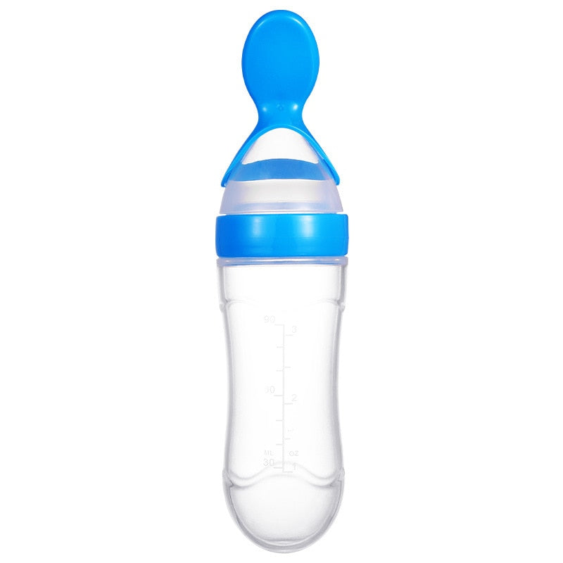 Squeezing Feeding Bottle Silicone Newborn Baby Training Rice Spoon Infant Cereal Food Supplement Feeder