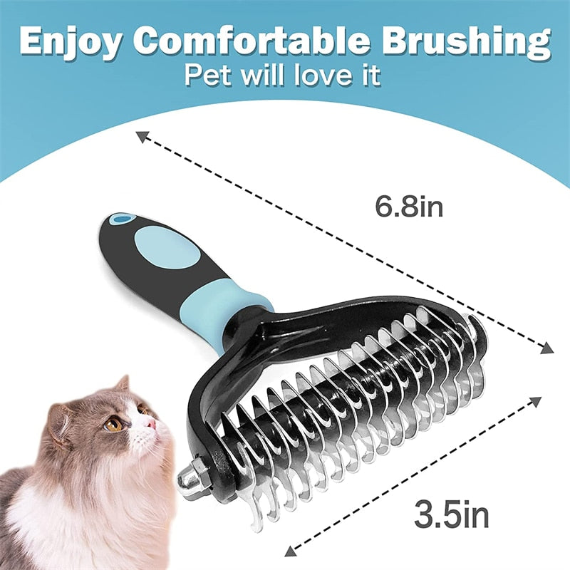 Professional Pet Deshedding Brush 2 Sided Dematting Dog Comb Cat Brush Rake