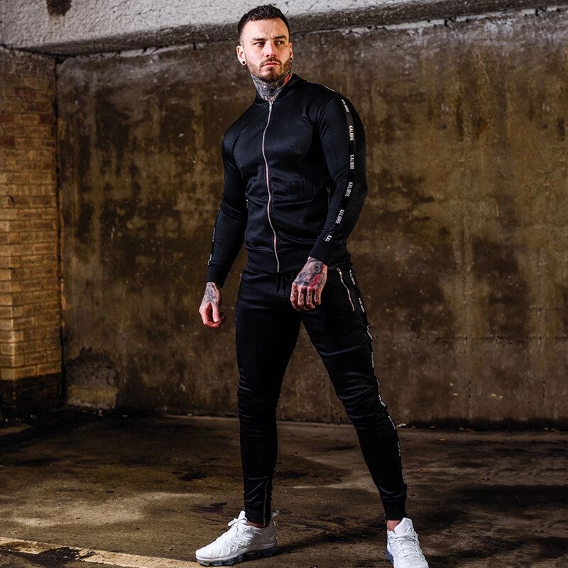 Mens  Tracksuit 2 Pcs Sets 2023 Fashion Sports Suits Men Running Set Zipper Jakcets Pants Sportswear  Streetwear