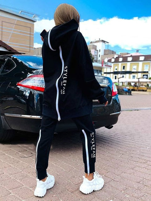 Vroue Sweatshirts 2-stuk stelle Sweetpak Oorgrootte Herfs Vroulike Korea Broek Trui Broek Pakke Vroulik