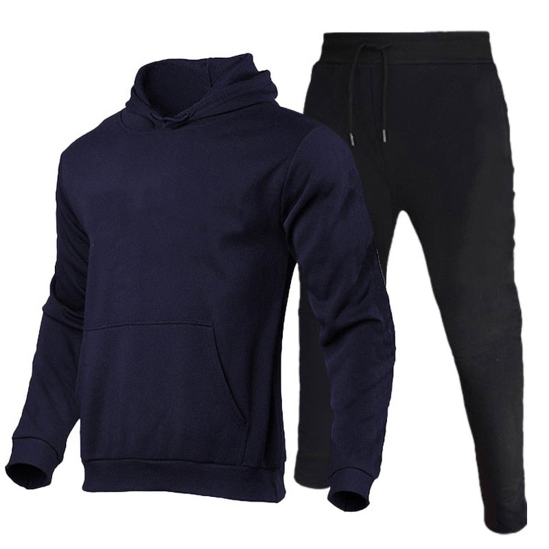 Solid Fleece Tracksuits Hoodies+Pants Sets Pullovers Jackets