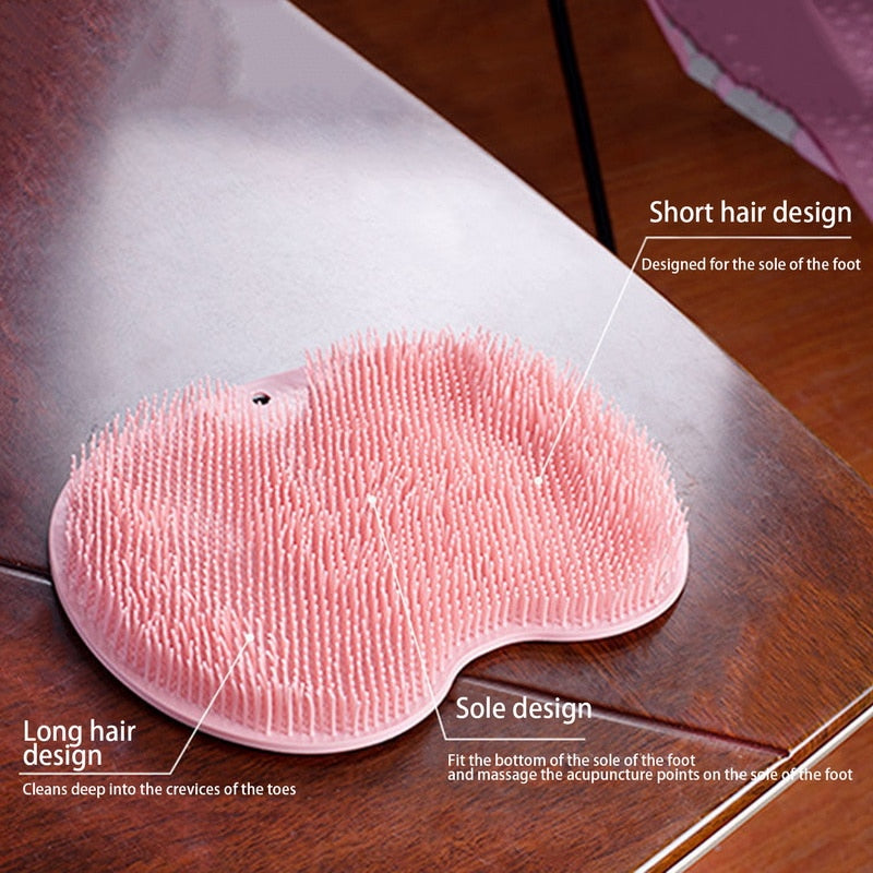 Exfoliating Shower Massage Scraper Bathroom Non-slip Bath Mat Back Massage Brush Silicone Foot Wash Body Cleaning Bathing Tool