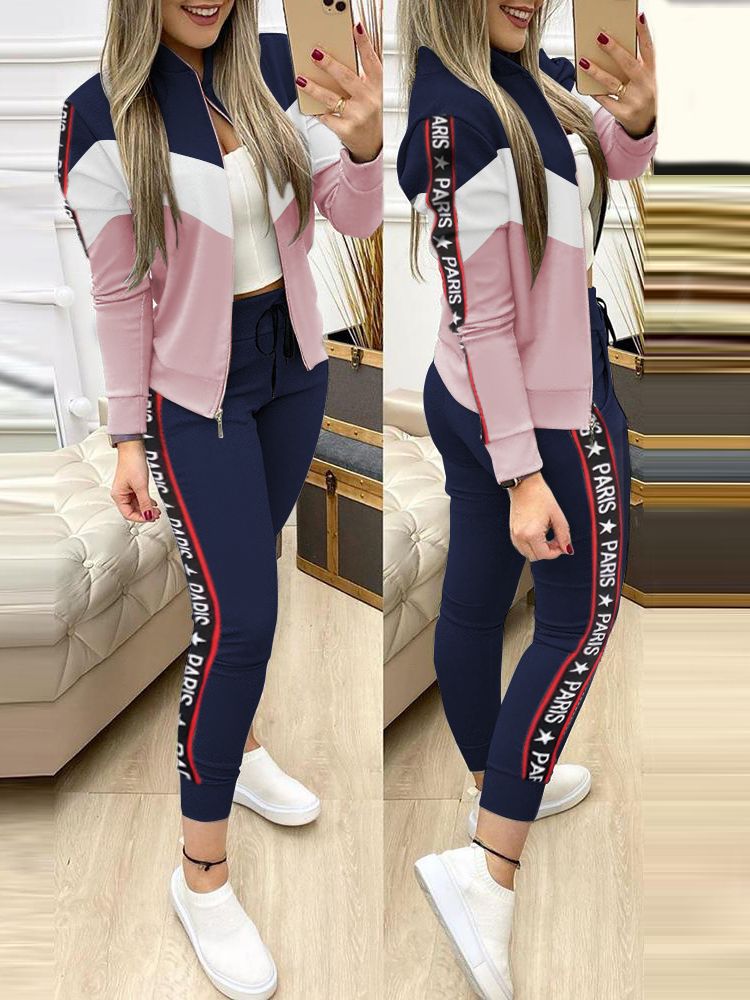 Women Two Piece Set Outfits Autumn Women's Tracksuit Zipper