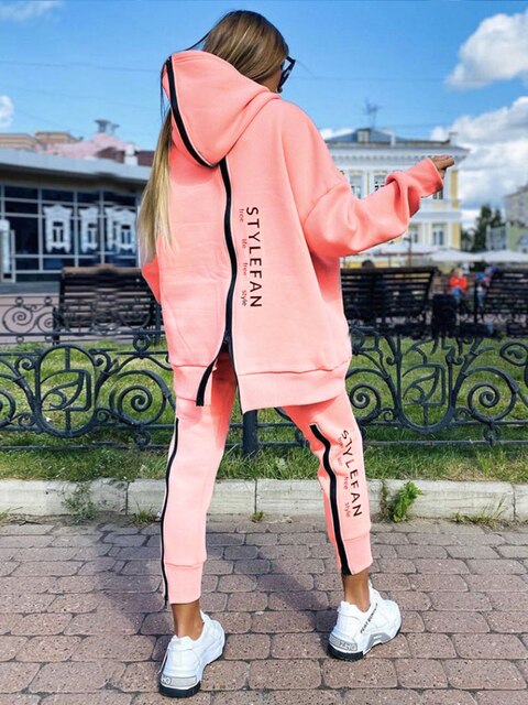 Vroue Sweatshirts 2-stuk stelle Sweetpak Oorgrootte Herfs Vroulike Korea Broek Trui Broek Pakke Vroulik