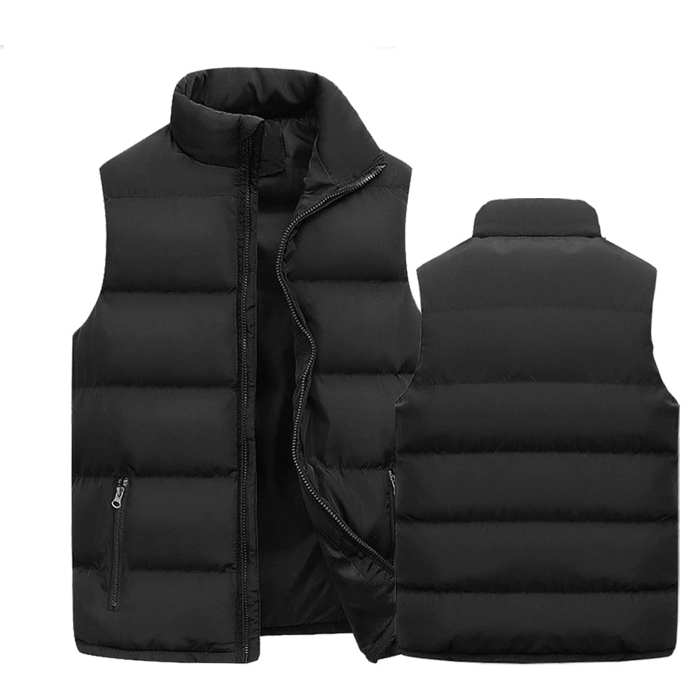 Vest Jacket Warm Sleeveless Jackets Winter Waterproof Zipper Coat Autumn Stand-up Collar Casual