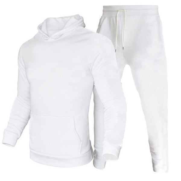 Solid Fleece Tracksuits Hoodies+Pants Sets Pullovers Jackets