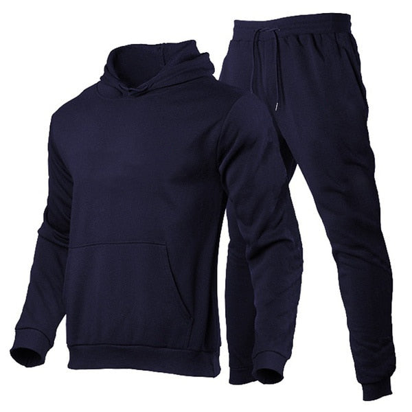 Solid Fleece Tracksuits Hoodies+Pants Sets Pullovers Jackets