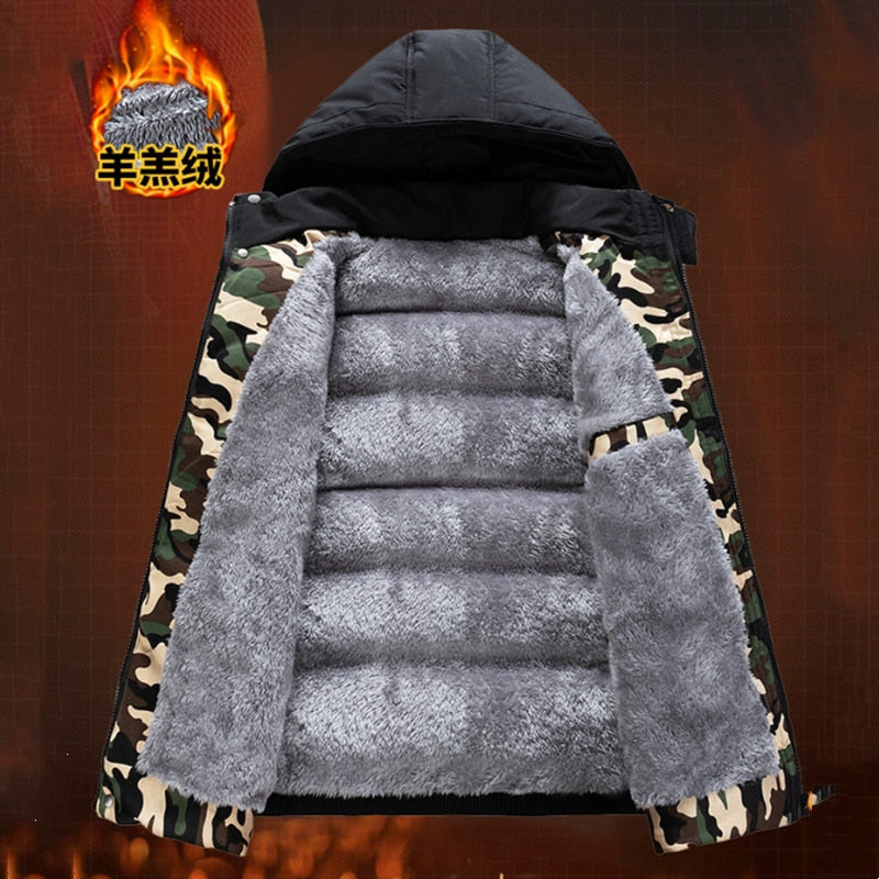 Fleece-voering Moulose baadjie Mans Verdik Katoen Vest Hoed Kap Warm Winter Plus Grootte Toevallige onderbaadjie