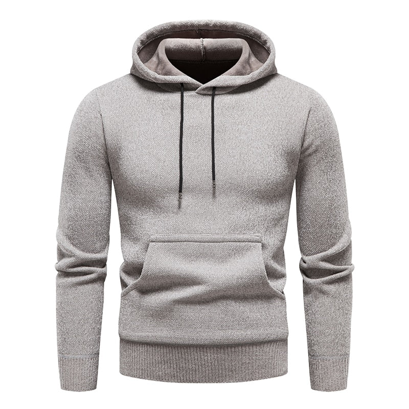 Casual Knitted Pullovers Hooded Streetwear Solid Sports Sweatshirts