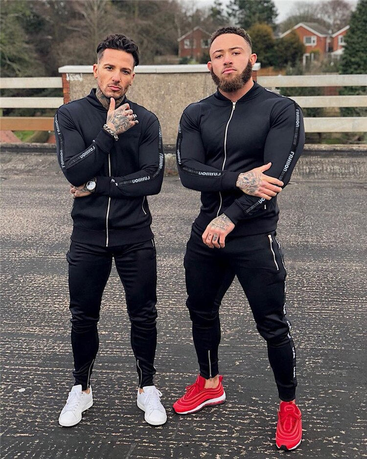 Mens  Tracksuit 2 Pcs Sets 2023 Fashion Sports Suits Men Running Set Zipper Jakcets Pants Sportswear  Streetwear