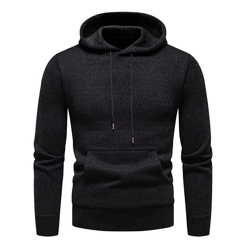 Casual Knitted Pullovers Hooded Streetwear Solid Sports Sweatshirts