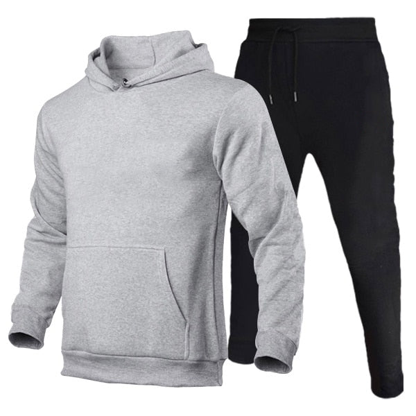 Solid Fleece Tracksuits Hoodies+Pants Sets Pullovers Jackets