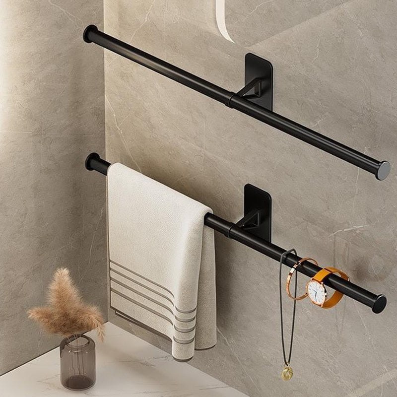 Self-adhesive Bathroom Towel Rack Holder Without Drilling, Wall Mounted Towel Shelf Kitchen Bathroom Accessories Towel Hanger
