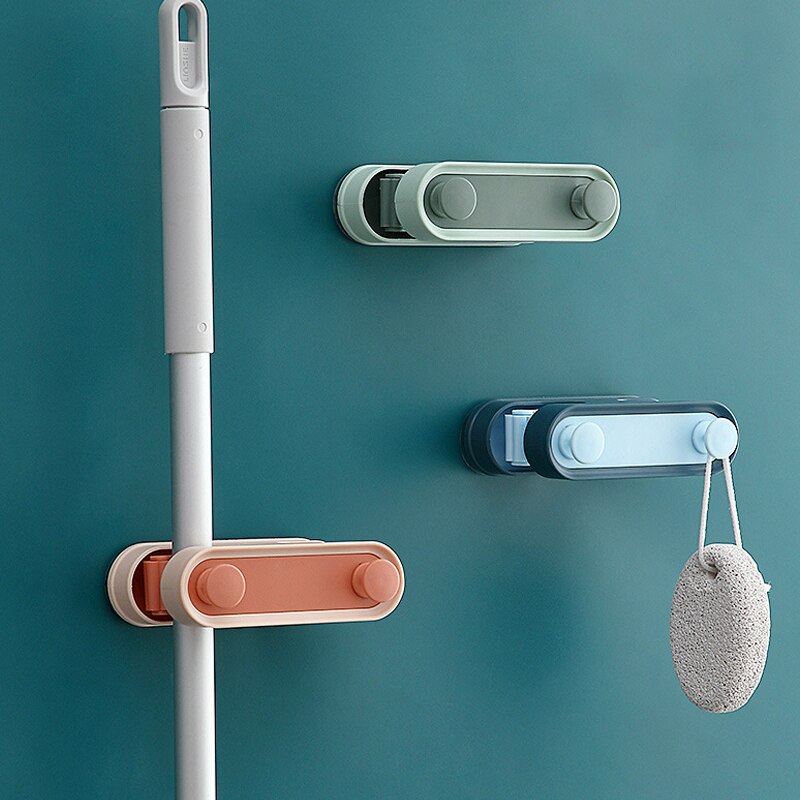 Wall Mounted Mop Organizer Holder Brush Broom Hanger Home Storage Rack Bathroom Suction Hanging Pipe Hooks Kitchen Shelf